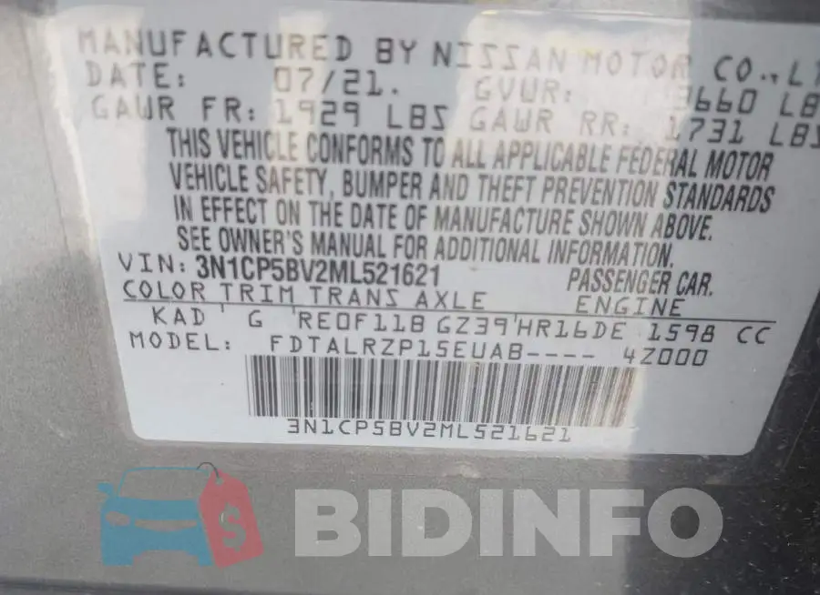 3N1CP5BV2ML521621 Photo# 9