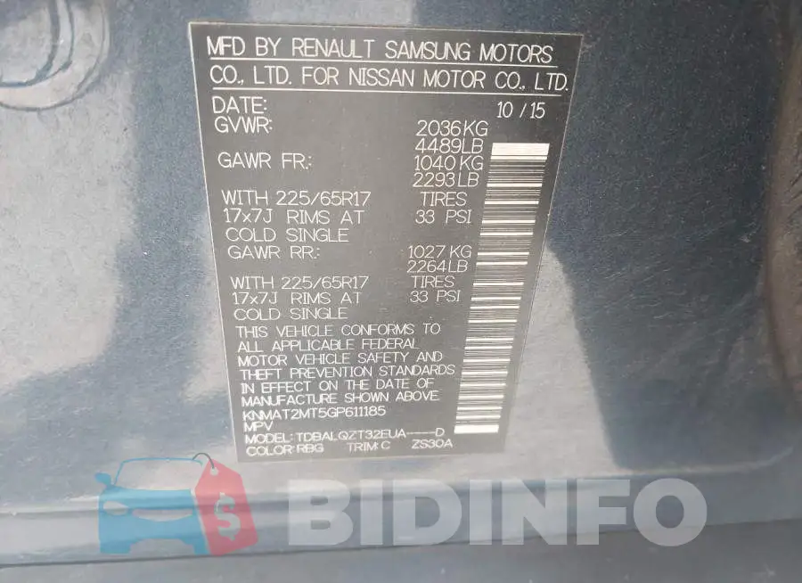 KNMAT2MT5GP611185 Photo# 9