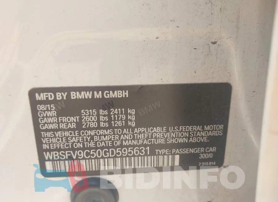 WBSFV9C50GD595631 Photo# 9