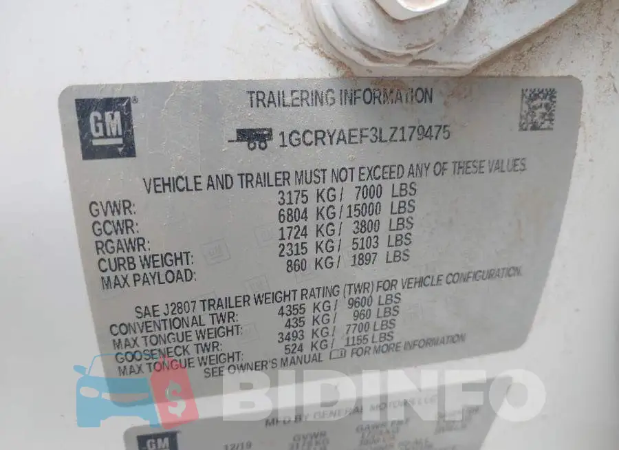 1GCRYAEF3LZ179475 Photo# 9