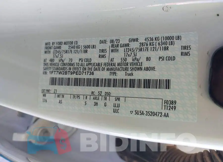 1FT7W2BT9PED71736 Photo# 9
