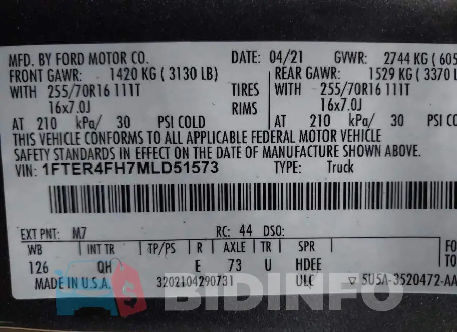 1FTER4FH7MLD51573 Photo# 9