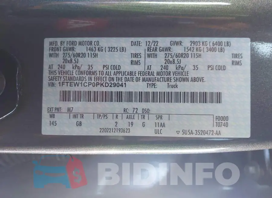 1FTEW1CP0PKD29041 Photo# 9