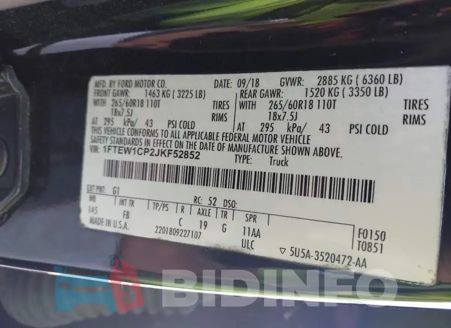 1FTEW1CP2JKF52852 Photo# 9