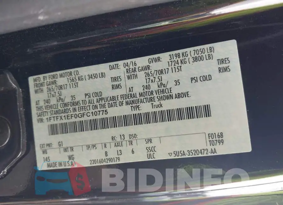 1FTFX1EF0GFC10775 Photo# 9
