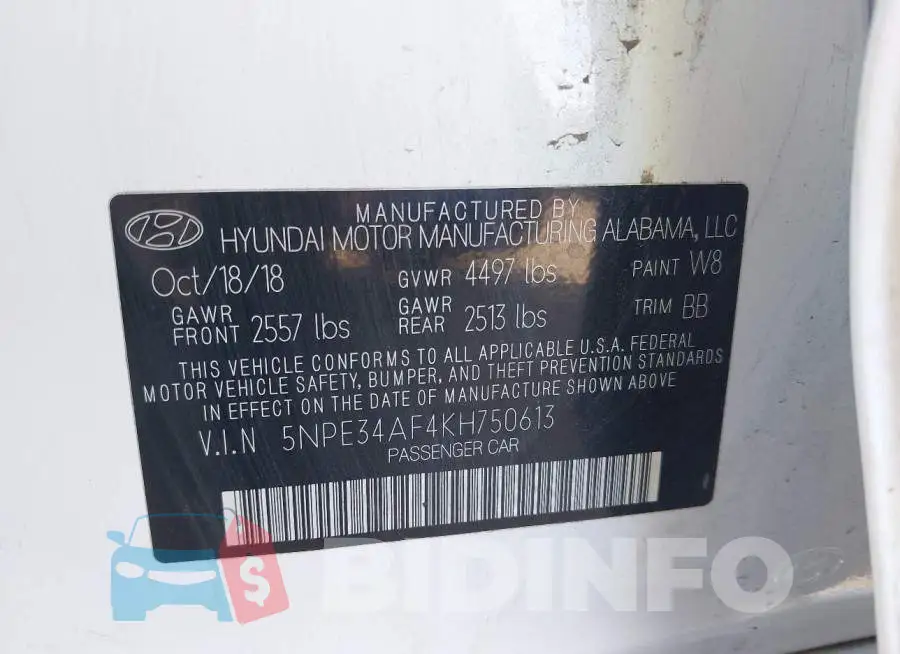 5NPE34AF4KH750613 Photo# 9