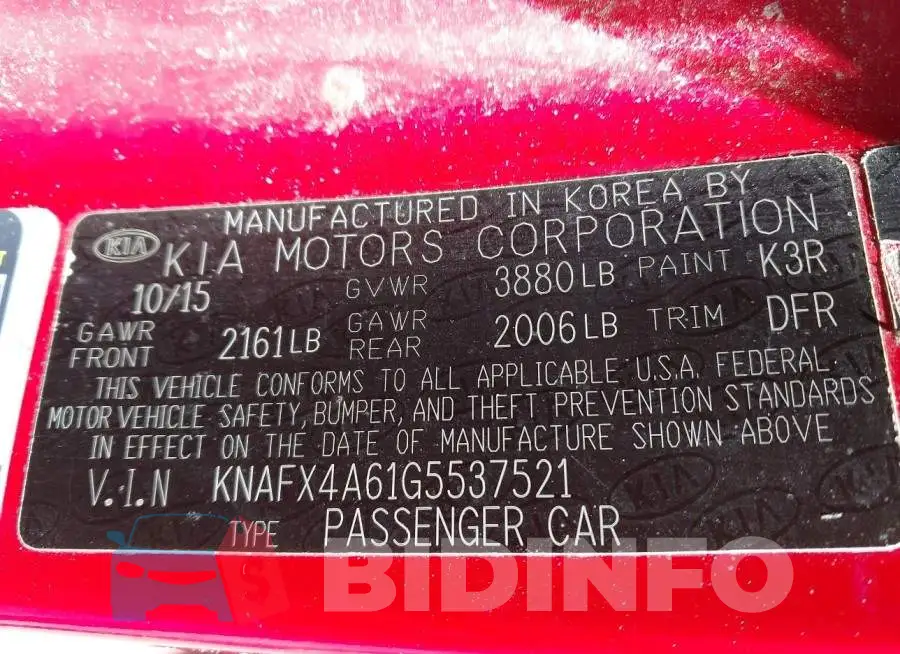 KNAFX4A61G5537521 Photo# 9
