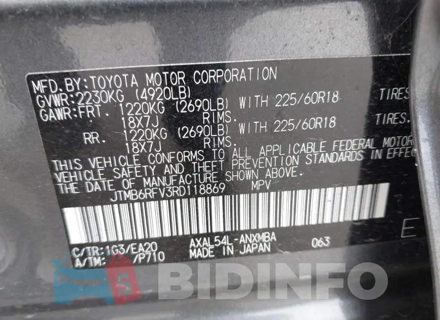 JTMB6RFV3RD118869 Photo# 9