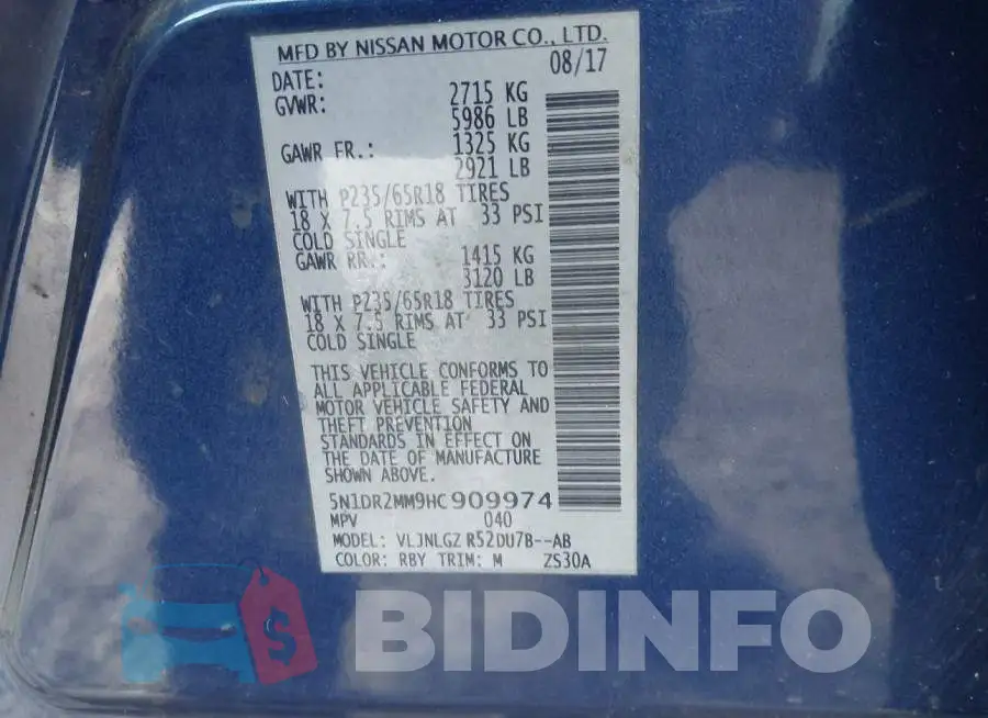 5N1DR2MM9HC909974 Photo# 9
