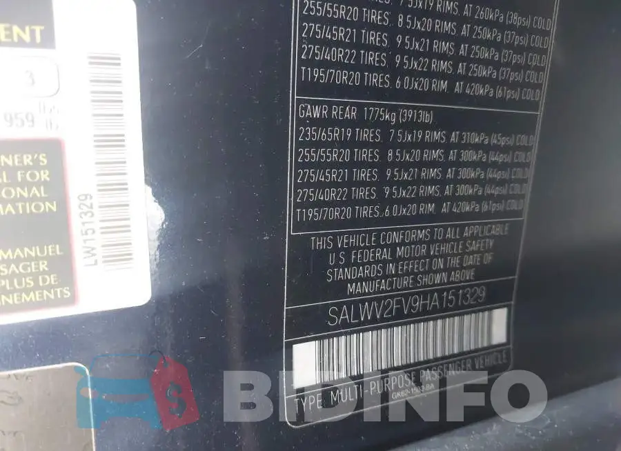 SALWV2FV9HA151329 Photo# 9