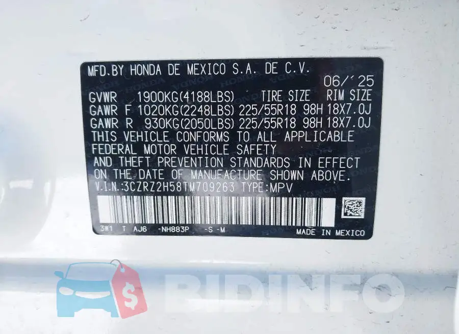3CZRZ2H58TM709263 Photo# 9