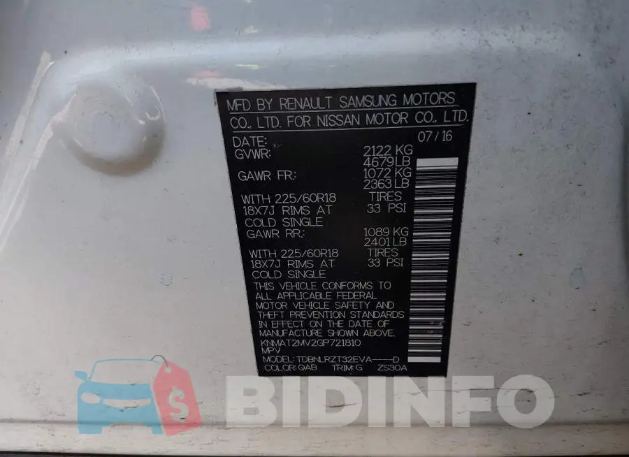 KNMAT2MV2GP721810 Photo# 9