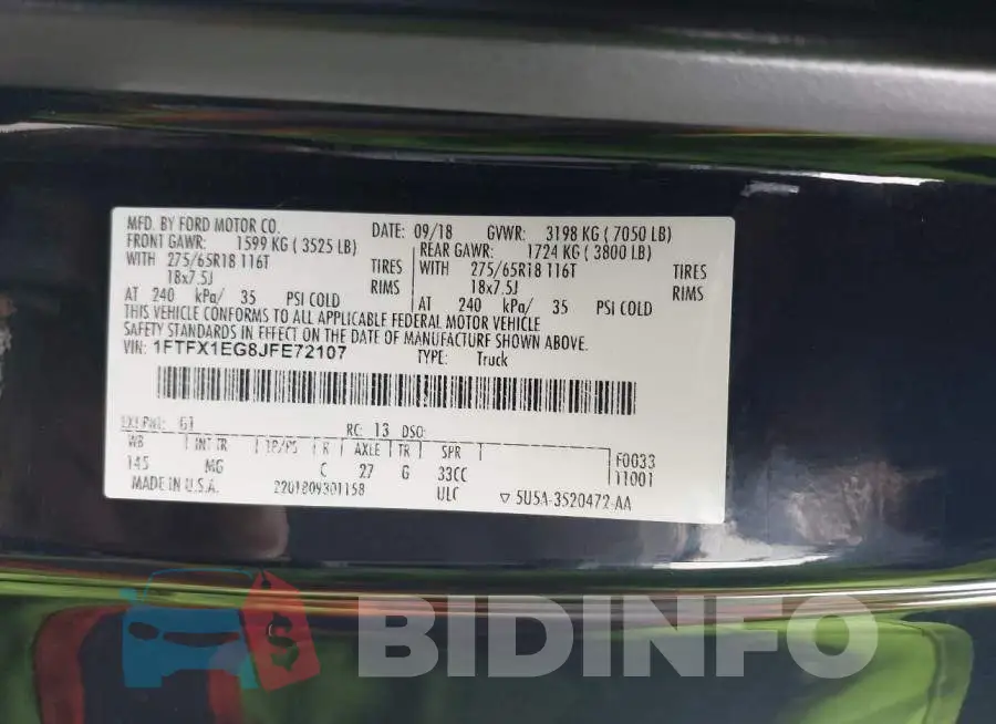 1FTFX1EG8JFE72107 Photo# 9