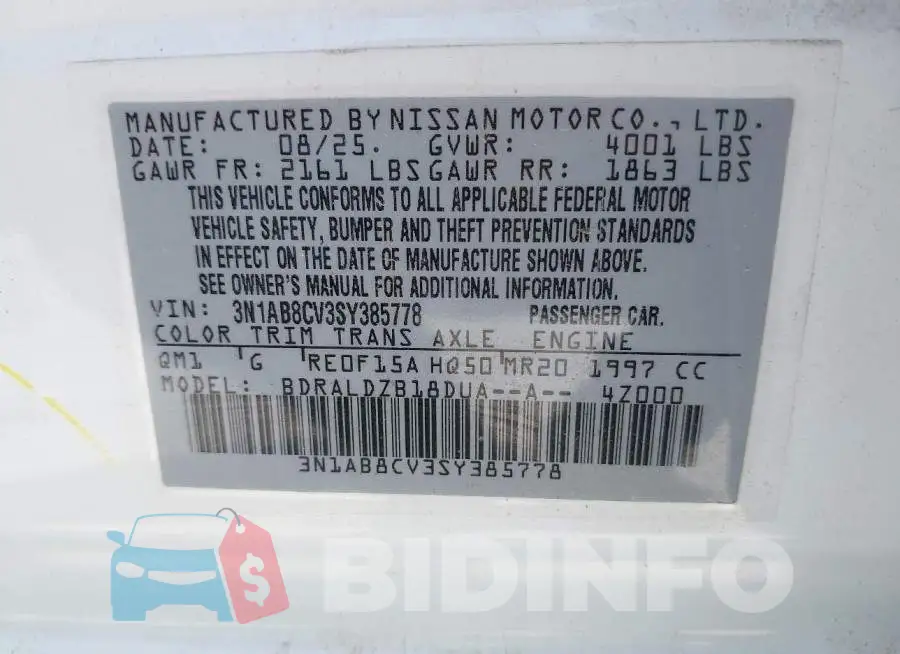 3N1AB8CV3SY385778 Photo# 9