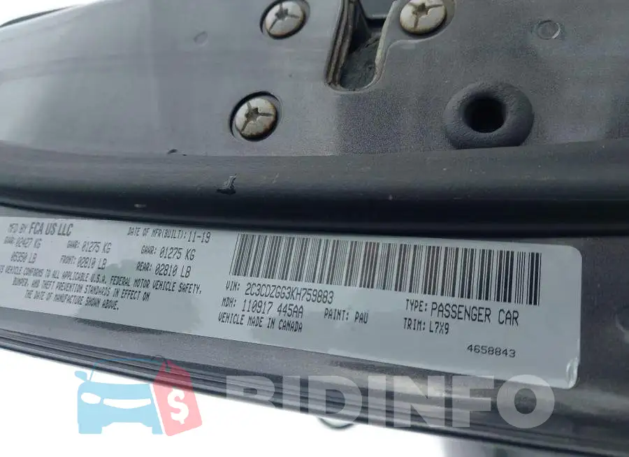 2C3CDZGG3KH759883 Photo# 9