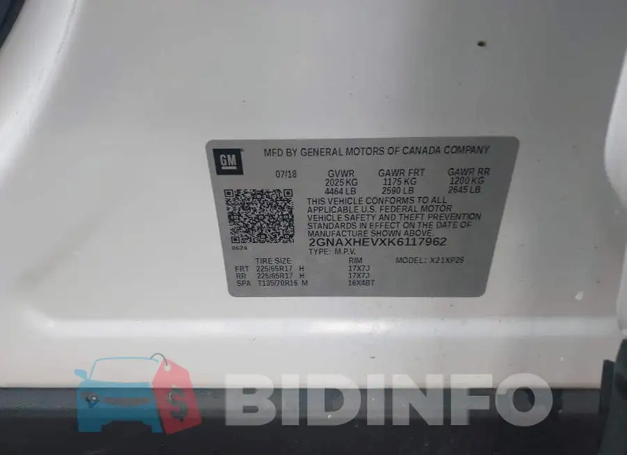 2GNAXHEVXK6117962 Photo# 9