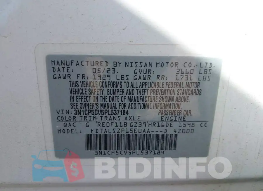 3N1CP5CV5PL537184 Photo# 9