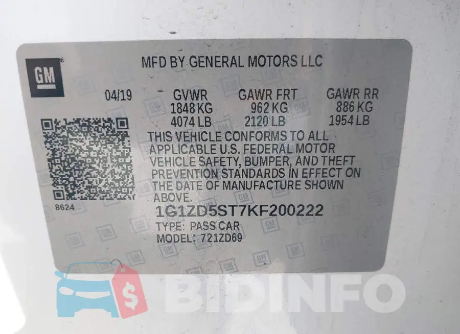 1G1ZD5ST7KF200222 Photo# 9