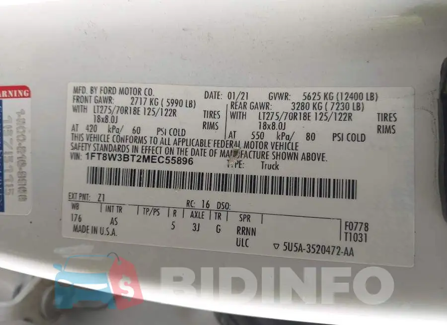 1FT8W3BT2MEC55896 Photo# 8