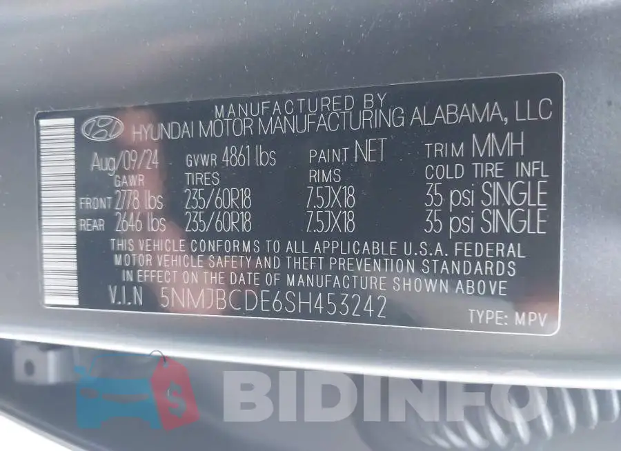 5NMJBCDE6SH453242 Photo# 9