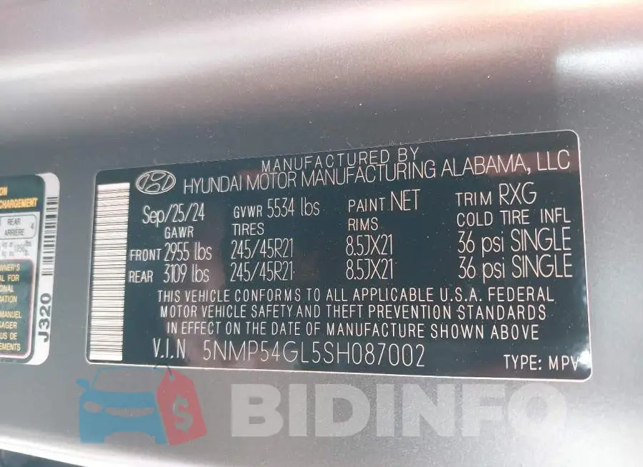 5NMP54GL5SH087002 Photo# 9
