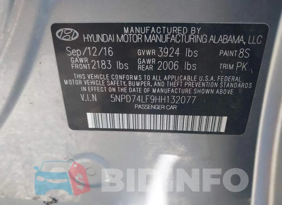 5NPD74LF9HH132077 Photo# 9