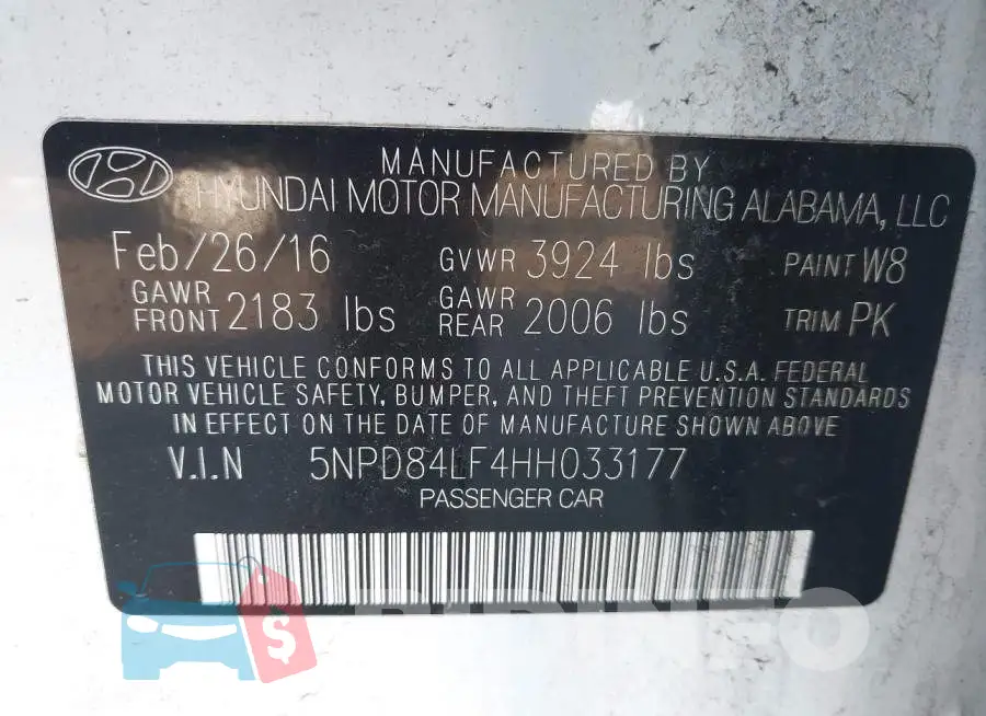 5NPD84LF4HH033177 Photo# 9