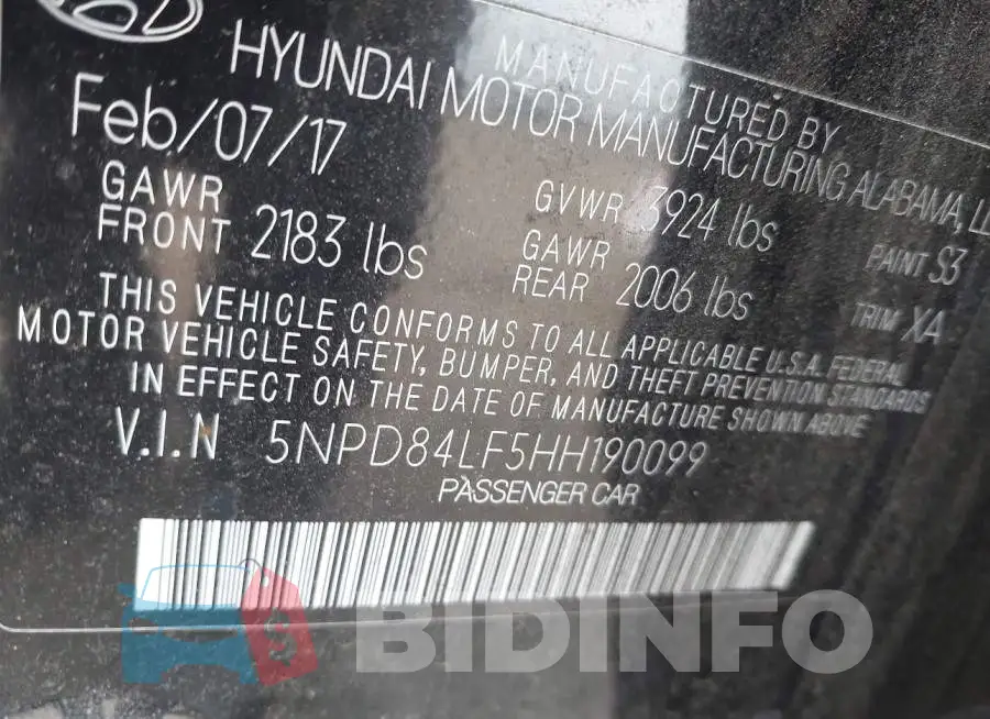 5NPD84LF5HH190099 Photo# 9