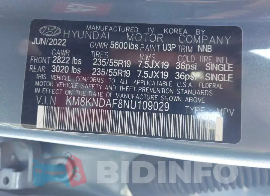 KM8KNDAF8NU109029 Photo# 9