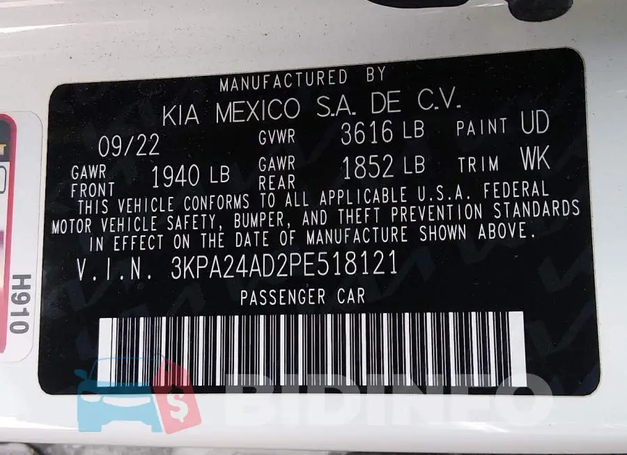 3KPA24AD2PE518121 Photo# 9