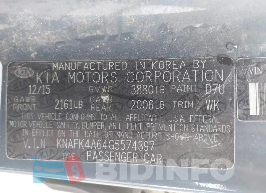 KNAFK4A64G5574397 Photo# 9
