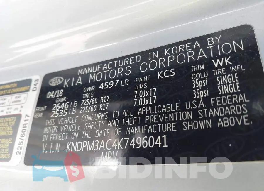 KNDPM3AC4K7496041 Photo# 9