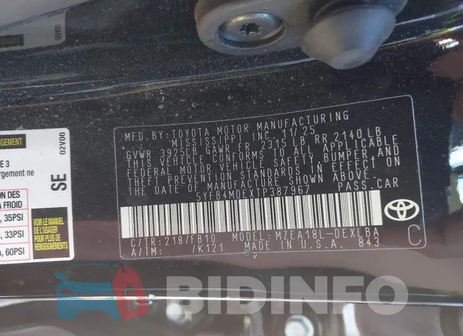 5YFB4MDEXTP387967 Photo# 9