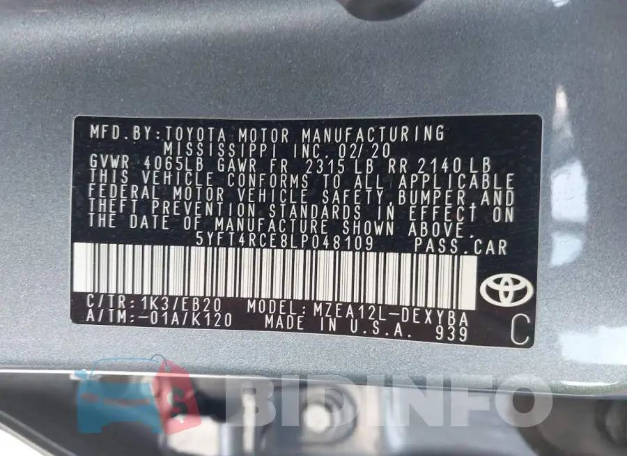 5YFT4RCE8LP048109 Photo# 9