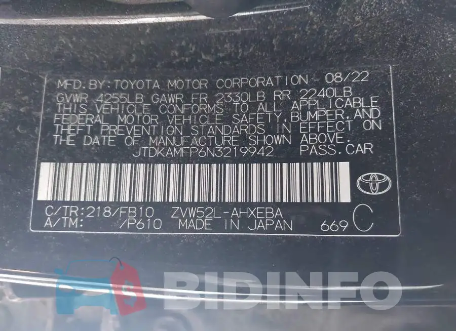 JTDKAMFP6N3219942 Photo# 9