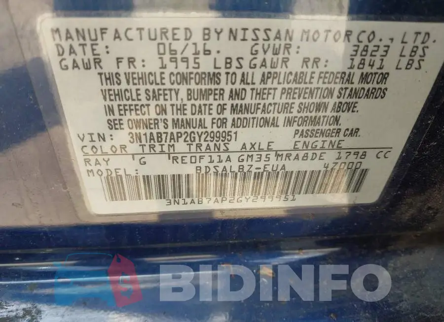 3N1AB7AP2GY299951 Photo# 9