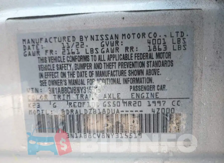 3N1AB8CV8NY315519 Photo# 9