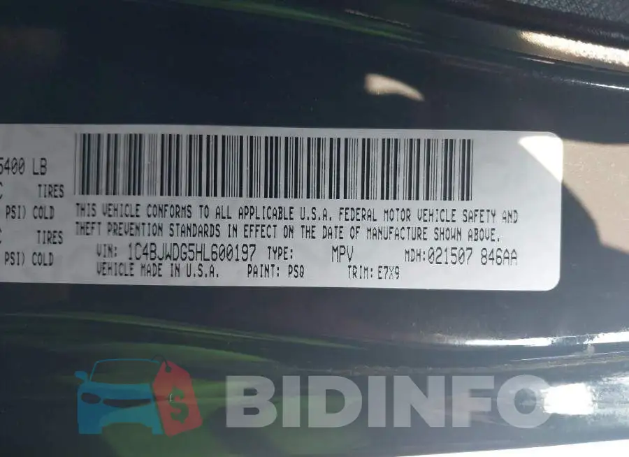 1C4BJWDG5HL600197 Photo# 9