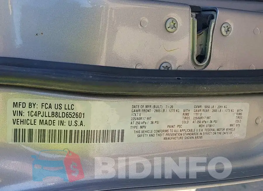 1C4PJLLB8LD652601 Photo# 9