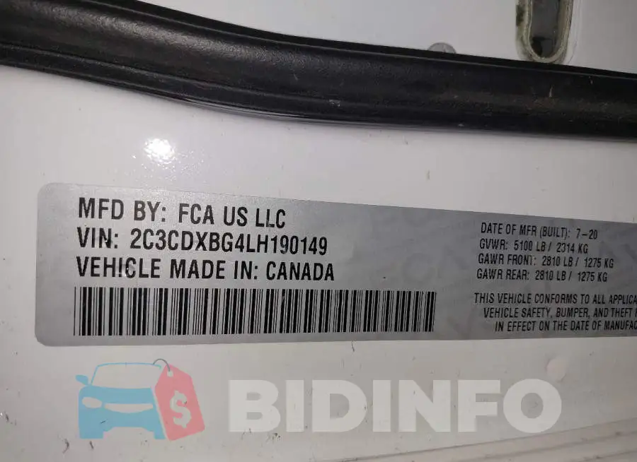 2C3CDXBG4LH190149 Photo# 9