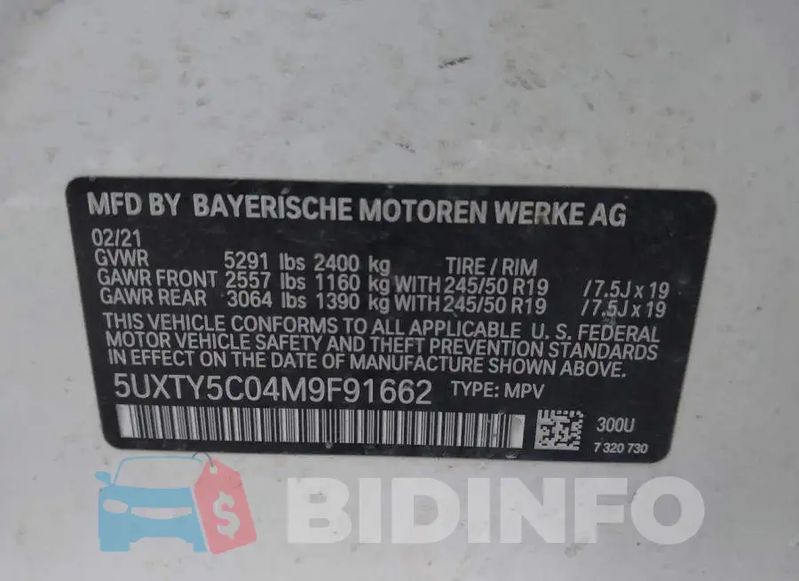 5UXTY5C04M9F91662 Photo# 9