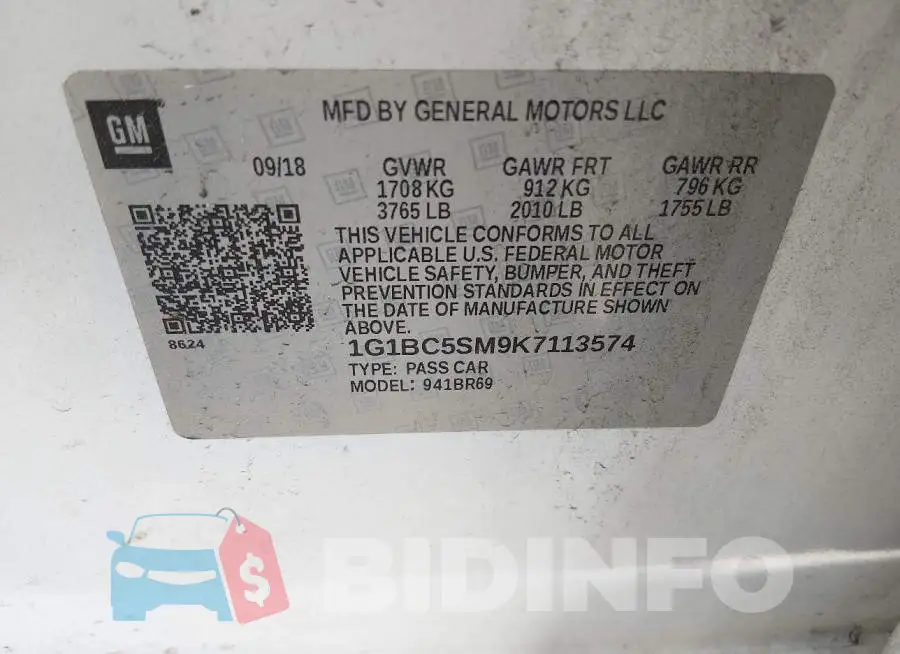 1G1BC5SM9K7113574 Photo# 9