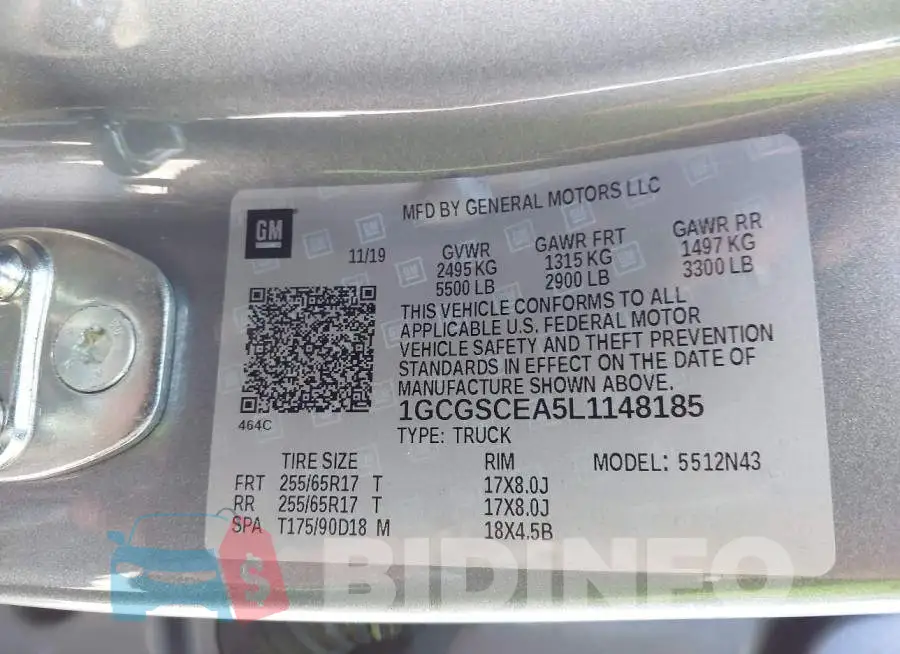 1GCGSCEA5L1148185 Photo# 9