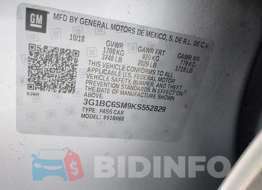 3G1BC6SM9KS552829 Photo# 9