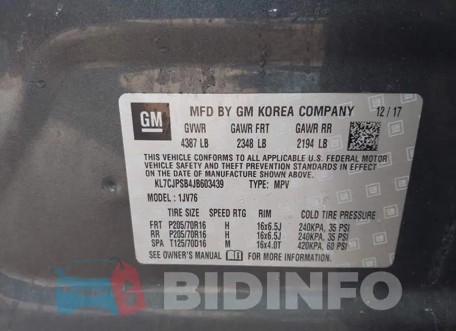KL7CJPSB4JB603439 Photo# 9