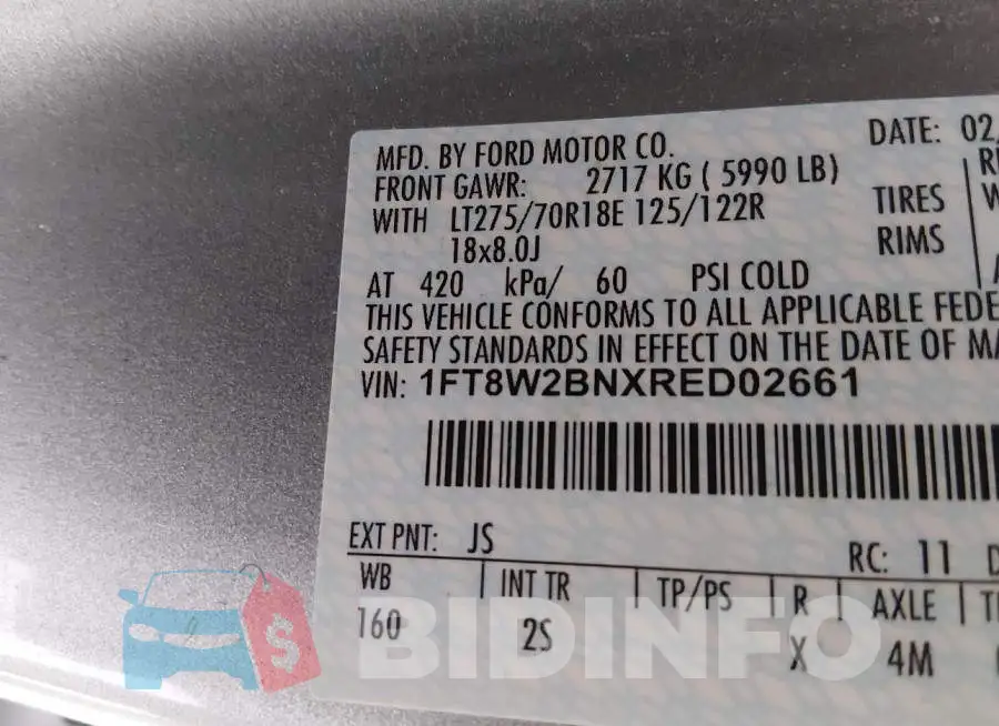 1FT8W2BNXRED02661 Photo# 8