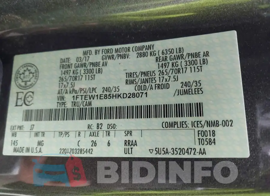 1FTEW1E85HKD28071 Photo# 9