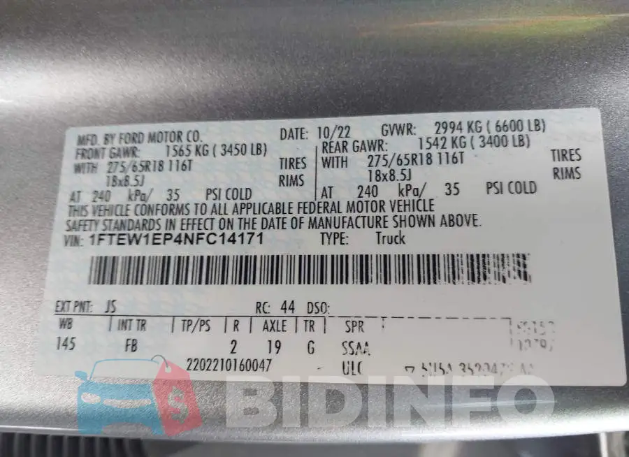 1FTEW1EP4NFC14171 Photo# 9