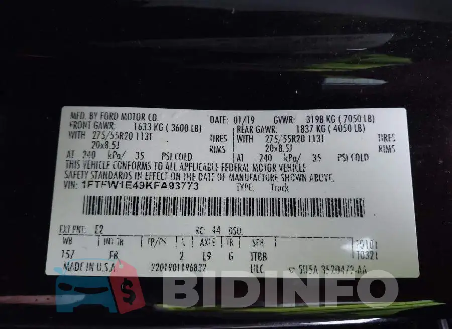 1FTFW1E49KFA93773 Photo# 9