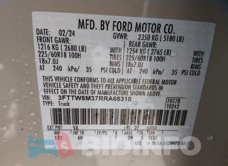 3FTTW8M37RRA68310 Photo# 9